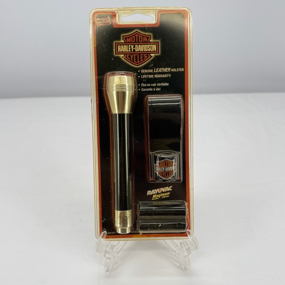 Harley-Davidson Rayovac Flashlight with Leather Holster‎ Black Gold HDR2AA-BA